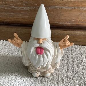 Rock On Gnome Figurine - White and Pink